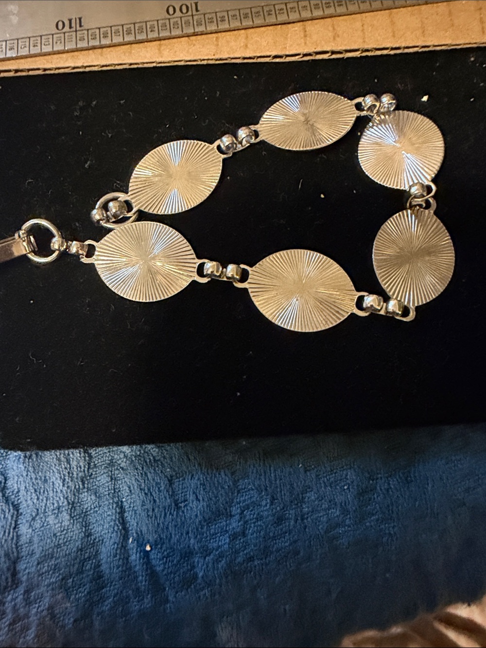 Silver Textured Oval Link Bracelet - Women Jewelry